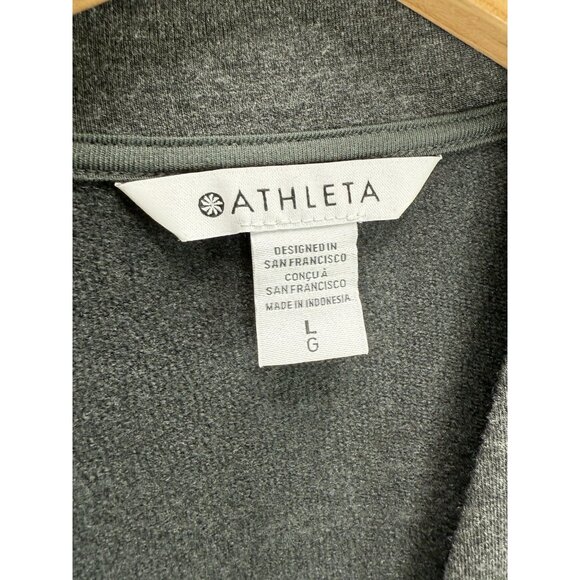 Athleta Women's Purana V-Neck Wrap Sweatshirt Size Large Color Black Heather - Picture 7 of 9